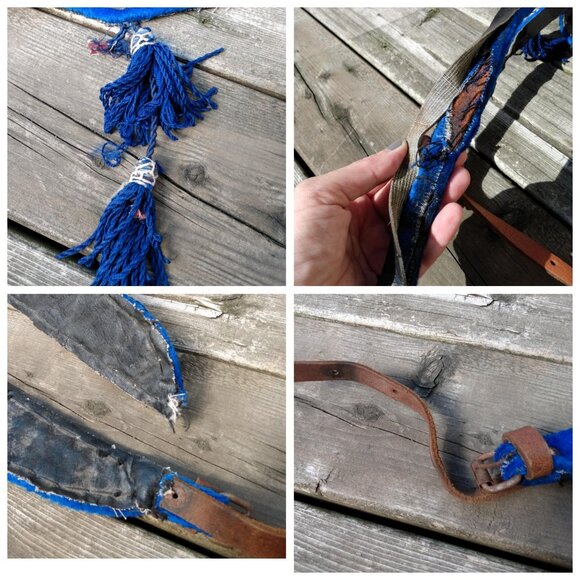 Vintage Horse Tack Bridle Headstall Breast Collar Blue Velvet Tassels - Picture 5 of 10